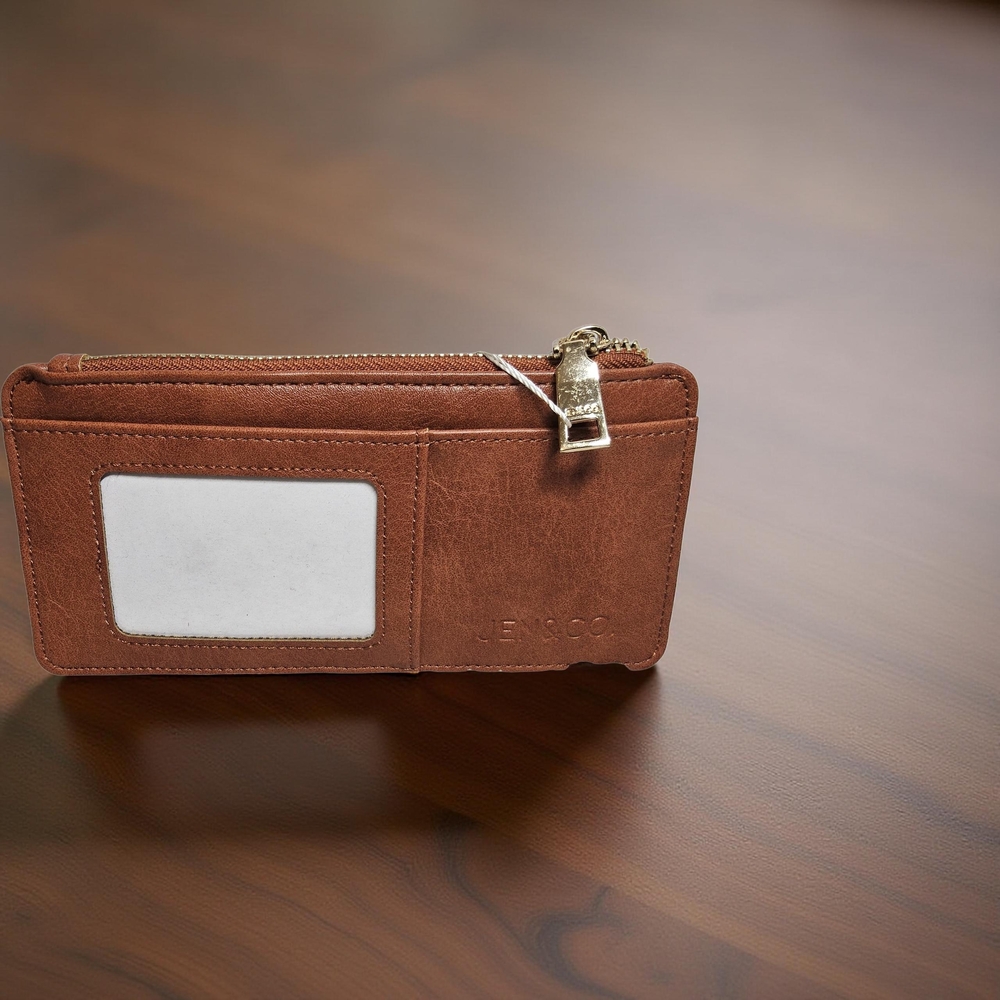 NWOT JEN & CO Brown Vegan Card Holder Wallet